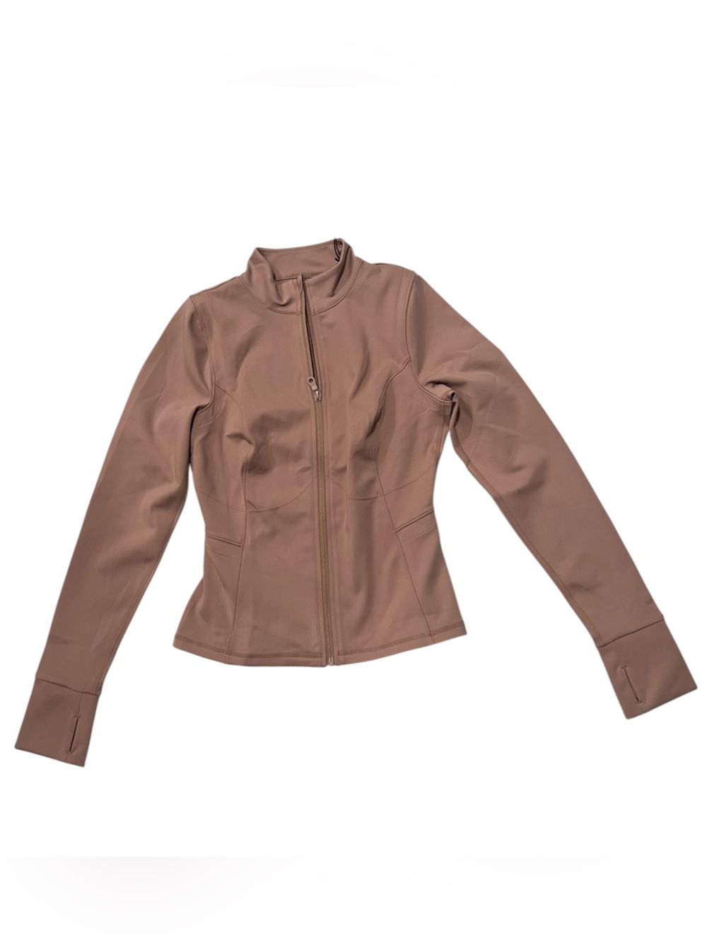 Girlfriend Collective Parker Seamed Slim Jacket Thumb Holes in Warm Sand